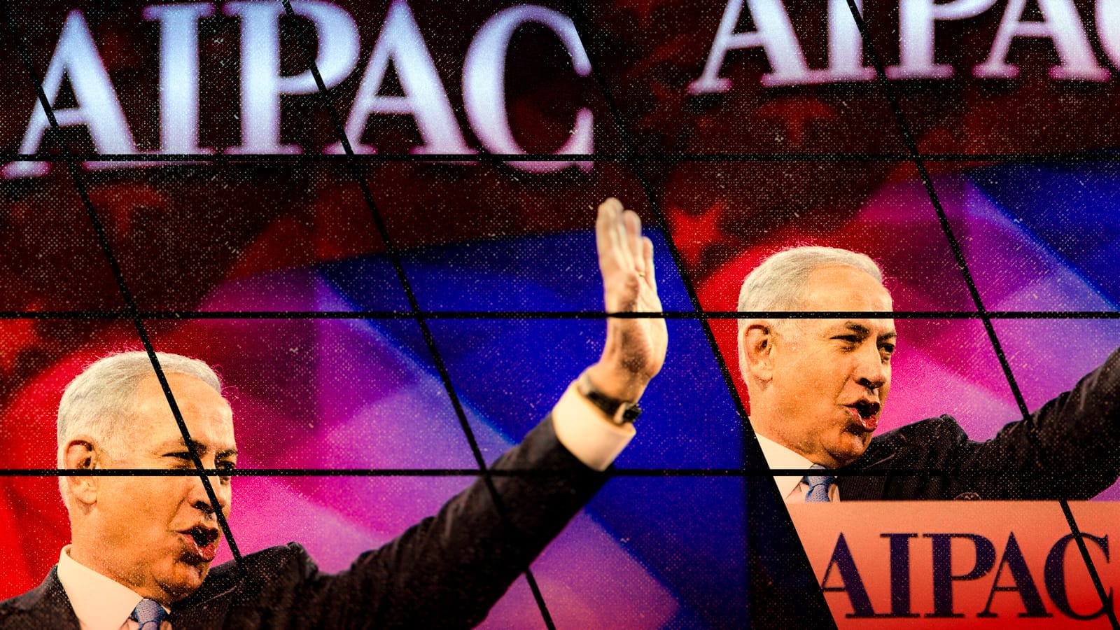 Israeli Prime Minister Benjamin Netanyahu waves to the audience at an AIPAC meeting.