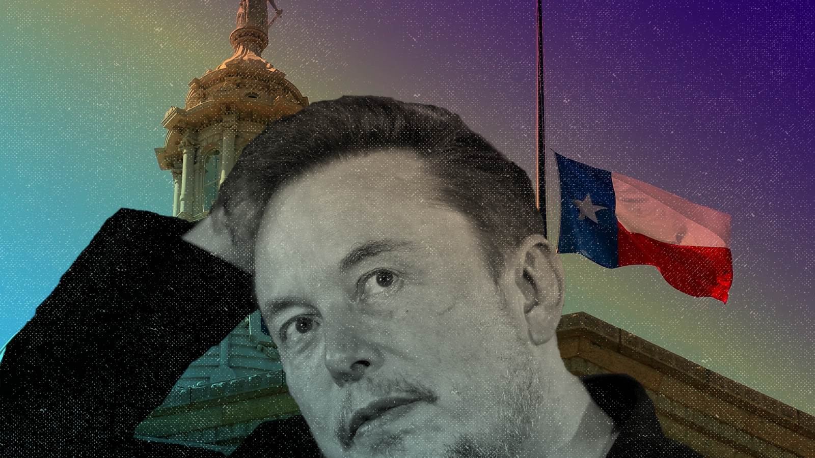 Elon Musk and the Texas State Capitol Building in Austin (AP Photo / Kirsty Wigglesworth and Harry Cabluckfile).