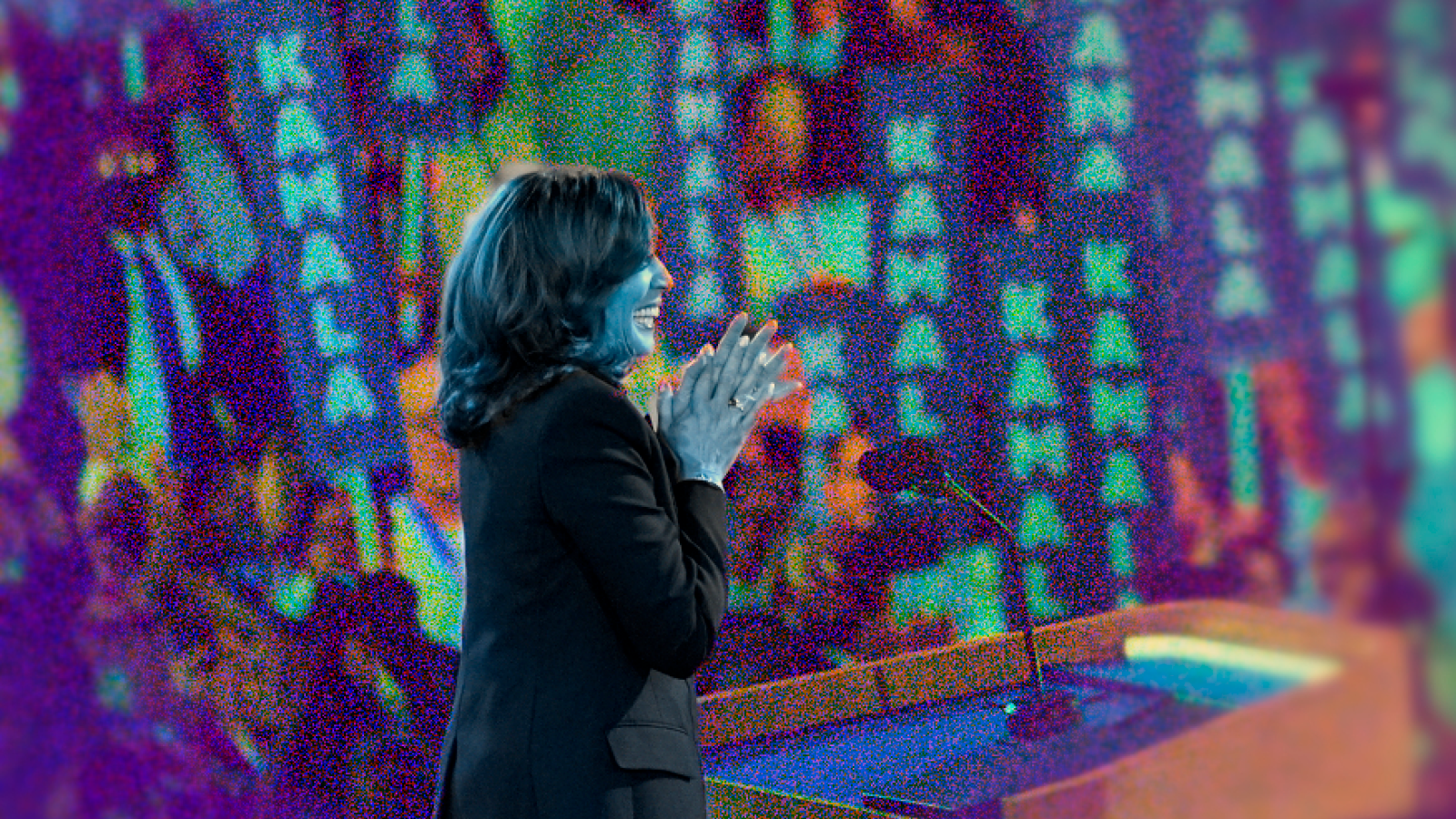 Democratic presidential nominee Vice President Kamala Harris speaks during the Democratic National Convention.