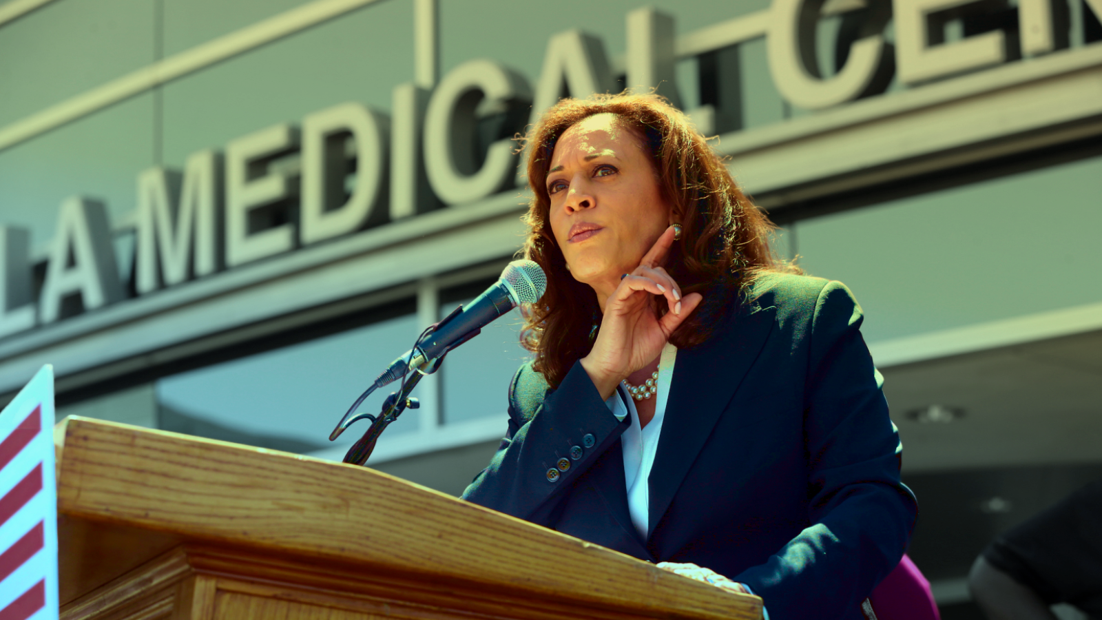 Kamala Harris at a rally against the repeal or replacement of Obamacare, at Harbor-UCLA Medical Center in Torrance, CA