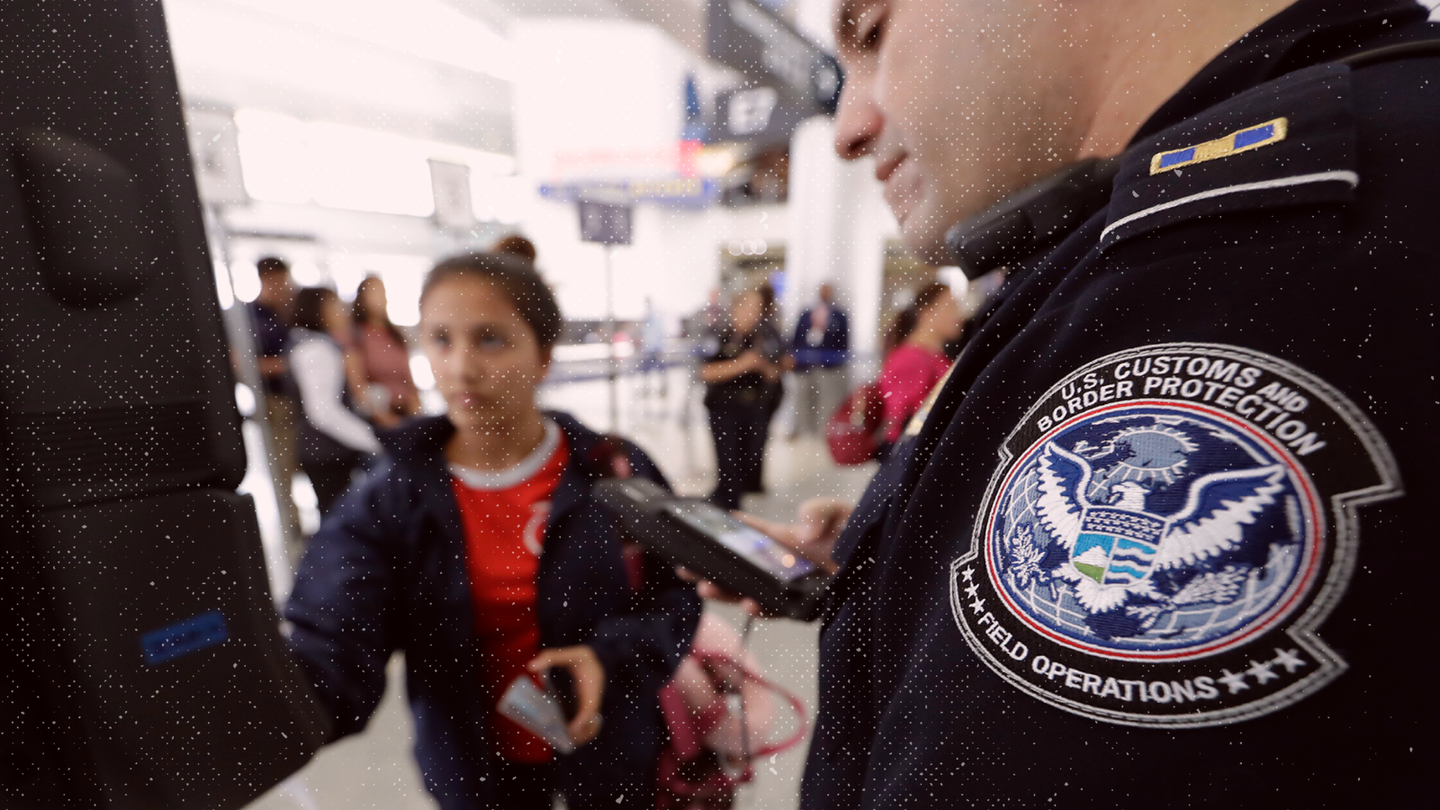 A U.S. Customs and Border Protection officer in a Houston airport.