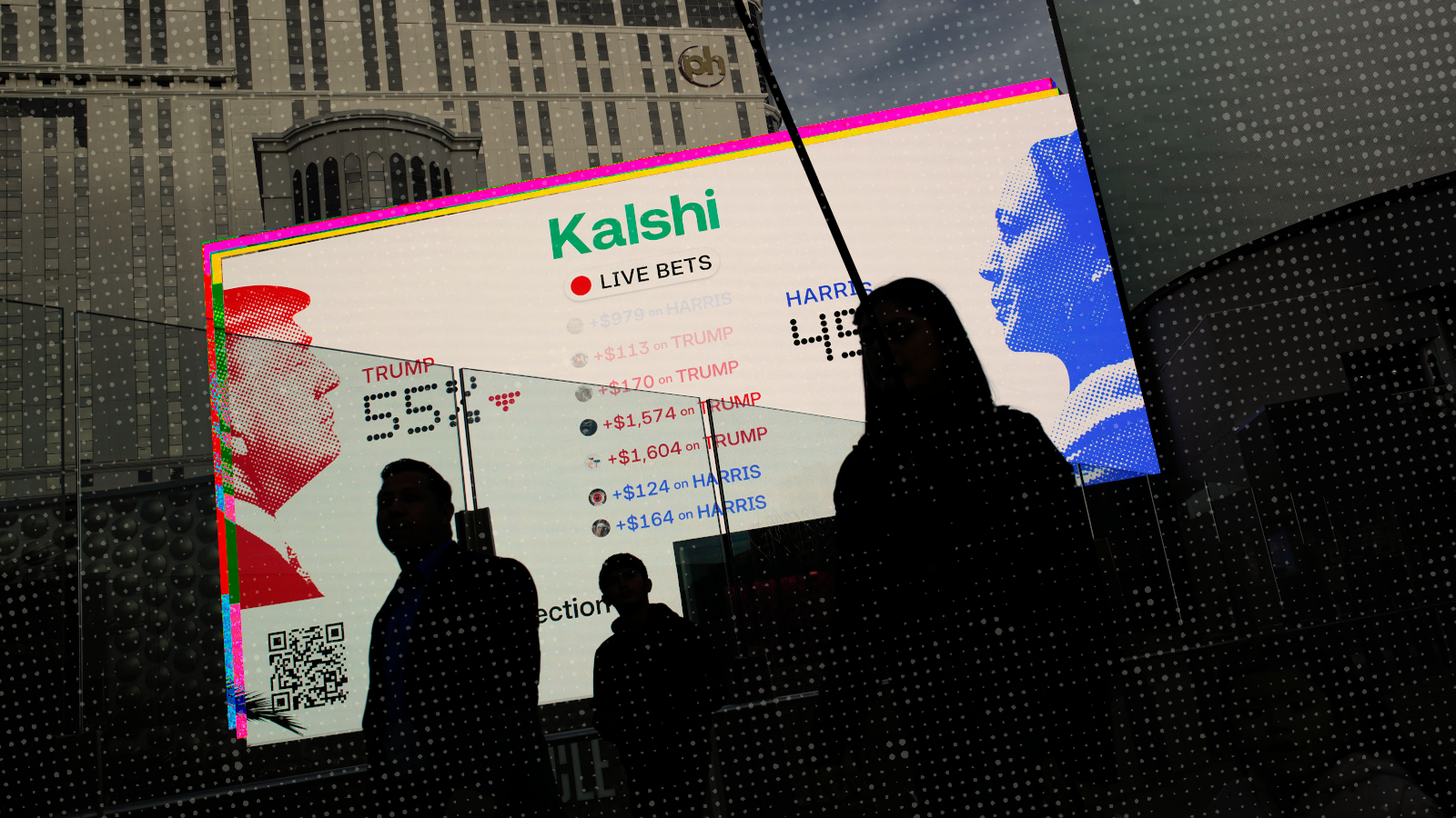 Betting odds on 2024 Presidential election results are displayed on screens in Las Vegas. (AP Photo/John Locher)