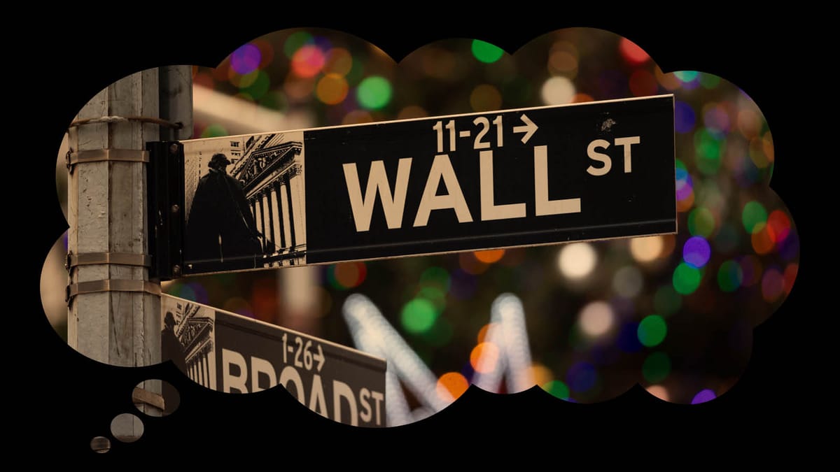 A sign at the intersection of Broad and Wall streets is shown outside the New York Stock Exchange.