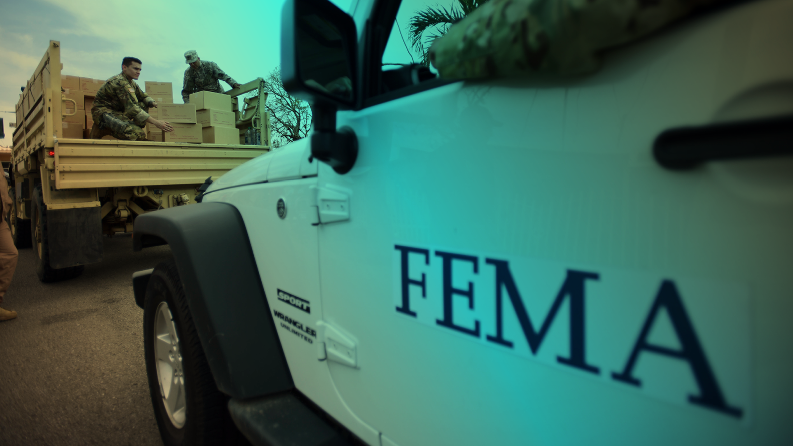 FEMA personnel deliver supplies  in the aftermath of Hurricane Maria in Guayama, Puerto Rico, in 2017