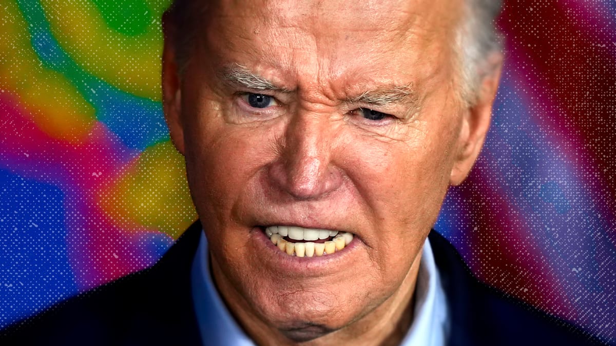 An up-close photo of President Joe Biden speaking during a campaign event in April 2024. 