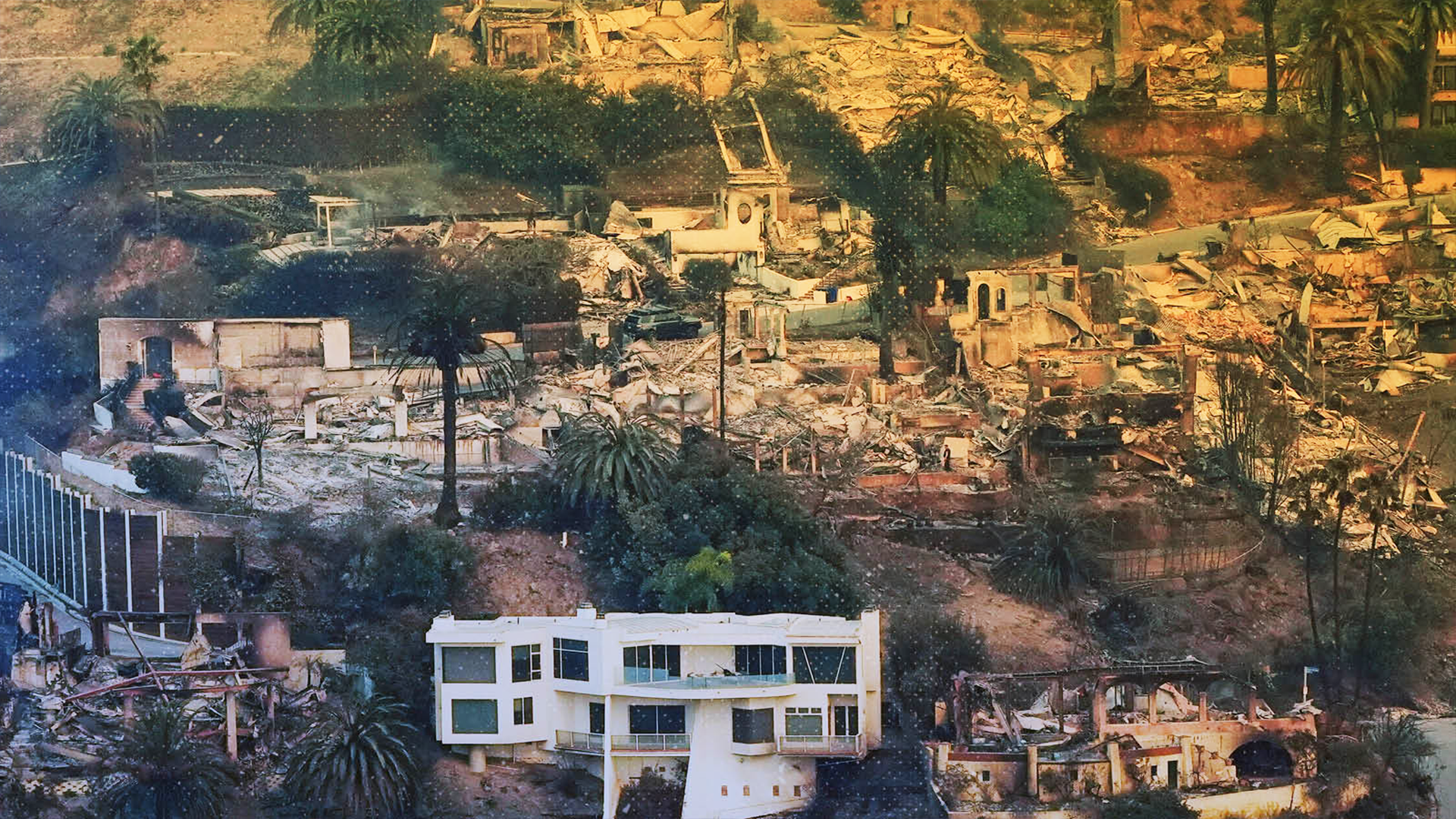 Devastation from the Palisades Fire in the Pacific Palisades neighborhood of Los Angeles.